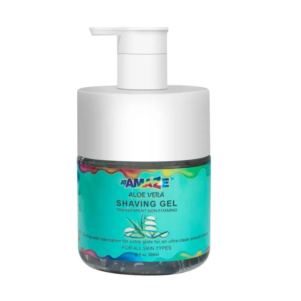 Aloe Vera Shaving Gel, Natural, Moisturizing, Cool, Soothing Transparent Aloe Vera Gel, Gentle Lubricated Shaving, Helps Prevent shaving irritation, Reduces Shaving Time, Pleasant Mild Scent.