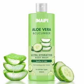 Aloe Vera & Cucumber Body Wash, Ultra Hydrating, 250ml, Soothe & Calm Formula for All Skin Types