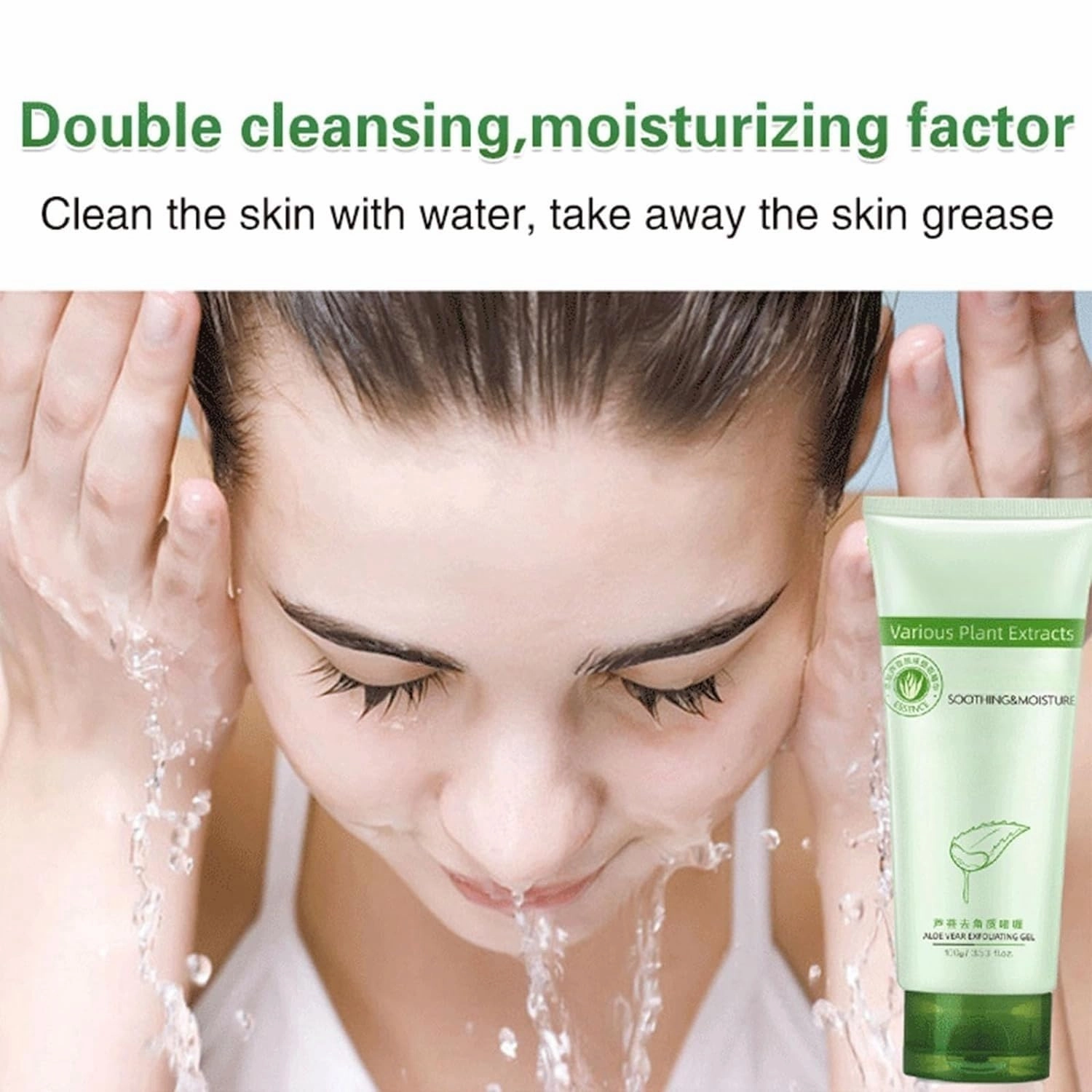 Aloe Vera Exfoliating Cleansing Gel, Gentle Exfoliating Skin Care Gel for Face and Body