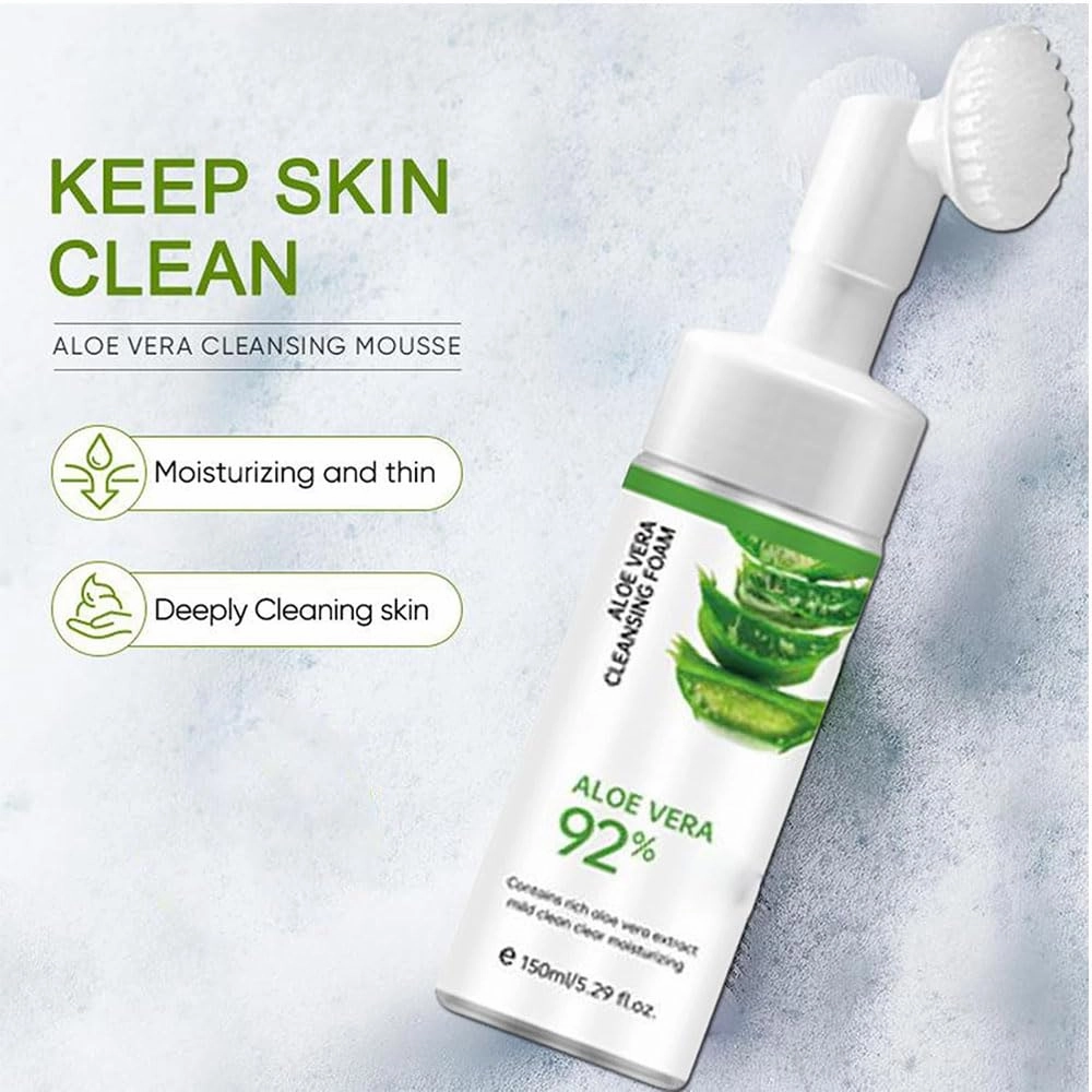Aloe Vera Face Wash For Dry Sensitive Skin, Foaming Facial Cleanser, Amino Acid Gentle Face Cleanser, Foaming Face Wash For Sensitive Skin, (1pc)