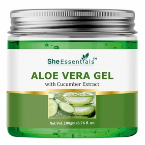 Aloe Vera Gel For Face, with Pure Aloe Vera & Cucumber for Skin and Hair - 200ml