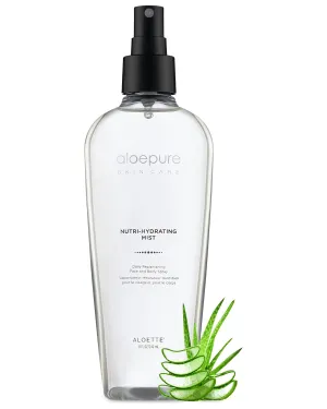 Aloette Hydrating Aloe Vera Facial Mist, Nutri-Hydrating Mist Spray - Daily Replenishing Body, Neck & Face Mist - Silk Amino Acids, Vitamins A, E, C & B5 for Glowing, Healthy Complexion - 8 Fl Oz