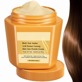 Amino Acid Essence Luxury Nourishing Hair Protein Cream, 17.54 OZ Birds Nest Amino Acid Extra Luxury Hair Care, Deep Moisturizing Repairing Reduce Frizz Amino Acid Hair Cream for Damaged Hair