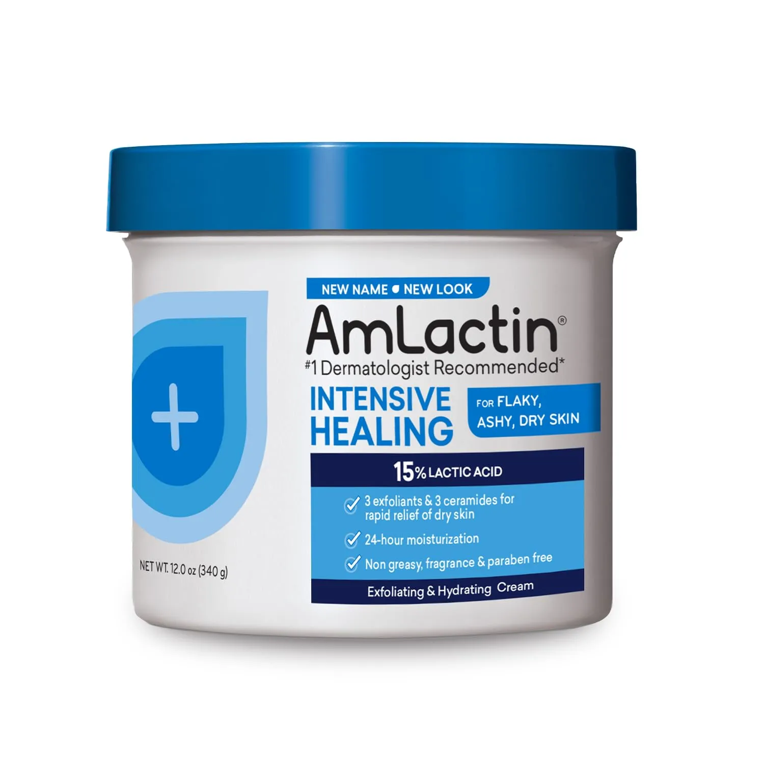 AmLactin Intensive Healing Body Cream – 12 oz Tub & Ultra Smoothing - 4.9 oz Body & Hand Cream with 15% Lactic Acid