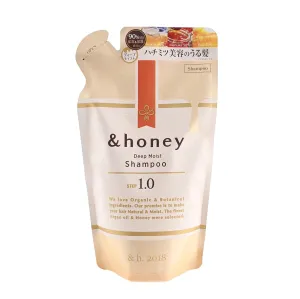 &-Honey Deep Moist Shampoo Refill Pouch 350ml - Moisturizing Honey Shampoo with Argan Oil for Dry Hair - Contains Manuka, Acacia & Japanese Honeys