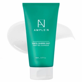 AMPLE:N Centel Calming Shot First Gel Cleanser - Korean Calming Gel Facial Cleanser - Makeup Remover Soap Free Face Wash for Sensitive Skin - Cica and Tea Tree Extract - Fragrance Free - 5.07 fl.oz.