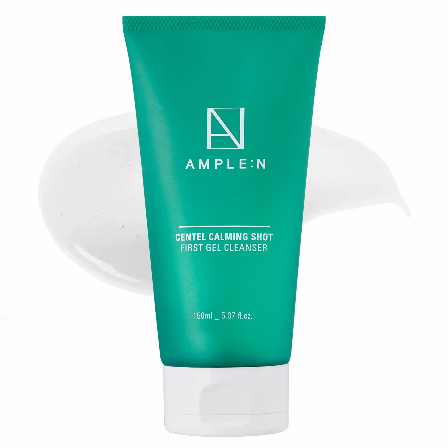 AMPLE:N Centel Calming Shot First Gel Cleanser - Korean Calming Gel Facial Cleanser - Makeup Remover Soap Free Face Wash for Sensitive Skin - Cica and Tea Tree Extract - Fragrance Free - 5.07 fl.oz.