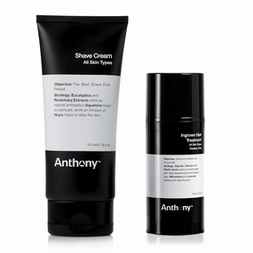 Anthony Shave Cream, 6 Fl Oz, and Anthony Ingrown Hair Treatment, 3 Fl Oz