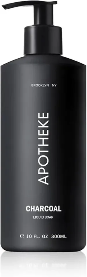 APOTHEKE Liquid Hand Soap, Charcoal (10 Fl Oz) - Hydrating Hand Wash with Natural Coconut & Aloe Vera