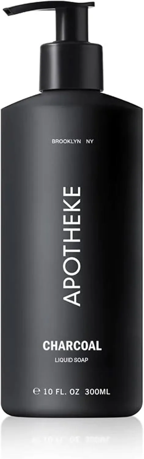 APOTHEKE Liquid Hand Soap, Charcoal (10 Fl Oz) - Hydrating Hand Wash with Natural Coconut & Aloe Vera