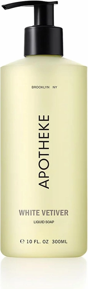 APOTHEKE Liquid Hand Soap, White Vetiver (10 Fl Oz) - Hydrating Hand Wash with Natural Coconut & Aloe Vera
