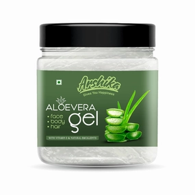 Arshika Organic 100% Aloe Vera Gel For Face, with Natural Aloe Vera & Vitamin E for Skin and Hair - 400g