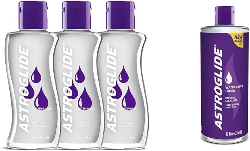 Astroglide Water Based Lube (5oz) 3-Pack and 12 Fl Oz Personal Lubricants Bundle