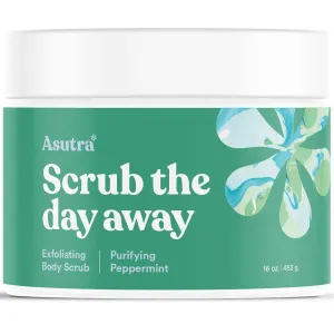 ASUTRA Dead Sea Salt Essential Oil Body Scrub Exfoliator (Purifying Peppermint), 16 oz - Ultra Hydrating, Gentle, & Moisturizing - Coconut, Peppermint, and Rosemary Oils