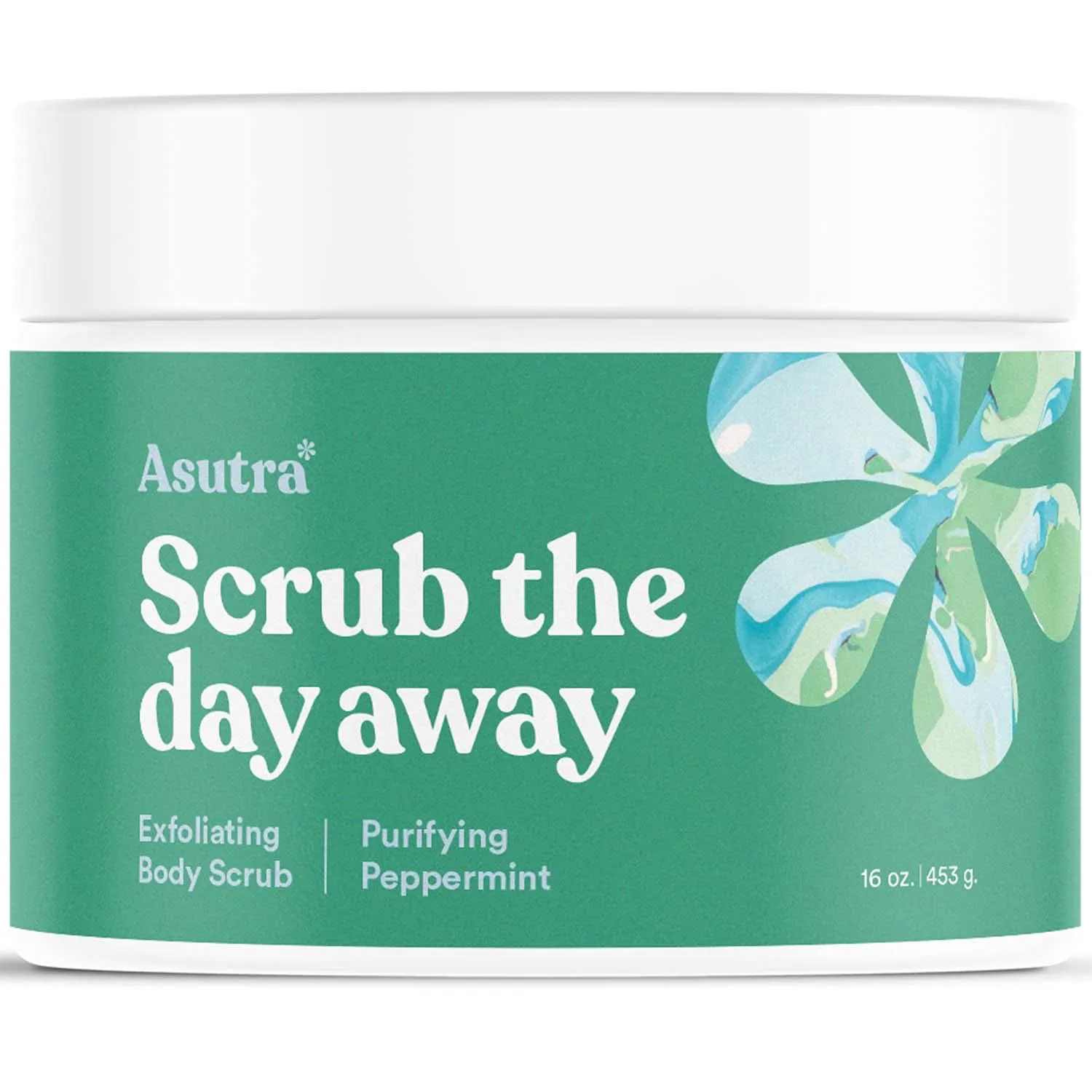 ASUTRA Dead Sea Salt Essential Oil Body Scrub Exfoliator (Purifying Peppermint), 16 oz - Ultra Hydrating, Gentle, & Moisturizing - Coconut, Peppermint, and Rosemary Oils
