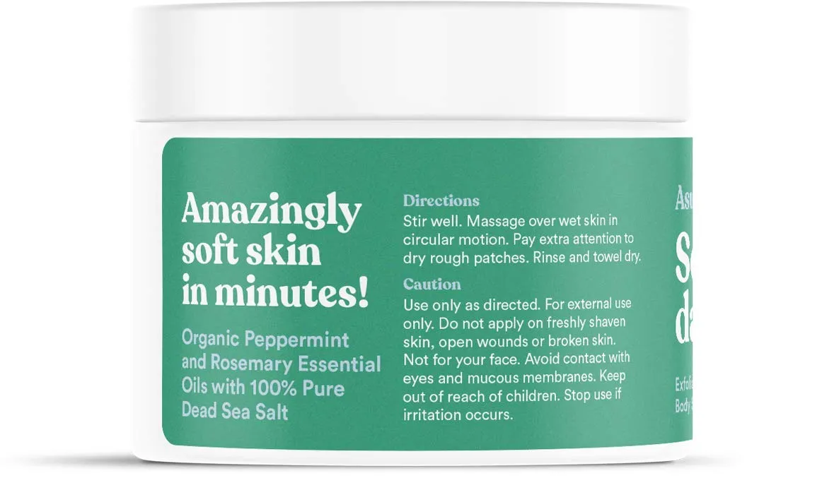 ASUTRA Dead Sea Salt Essential Oil Body Scrub Exfoliator (Purifying Peppermint), 16 oz - Ultra Hydrating, Gentle, & Moisturizing - Coconut, Peppermint, and Rosemary Oils