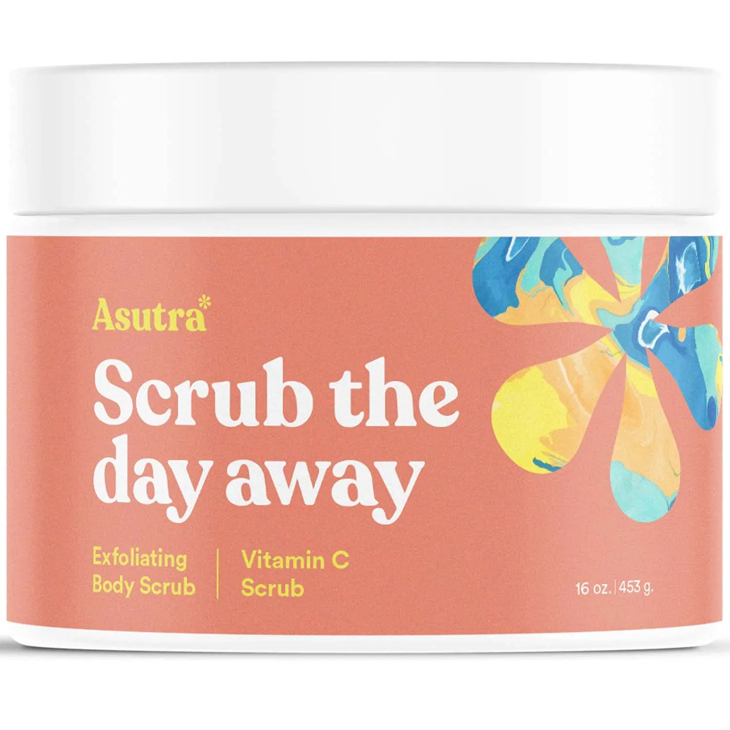 ASUTRA Dead Sea Salt Essential Oil Body Scrub Exfoliator (Vitamin C), 16 oz - Ultra Hydrating, Gentle, & Moisturizing - Coconut, Sweet Orange, Grapefruit, and Lemon Oils – Pink Himalayan Salt