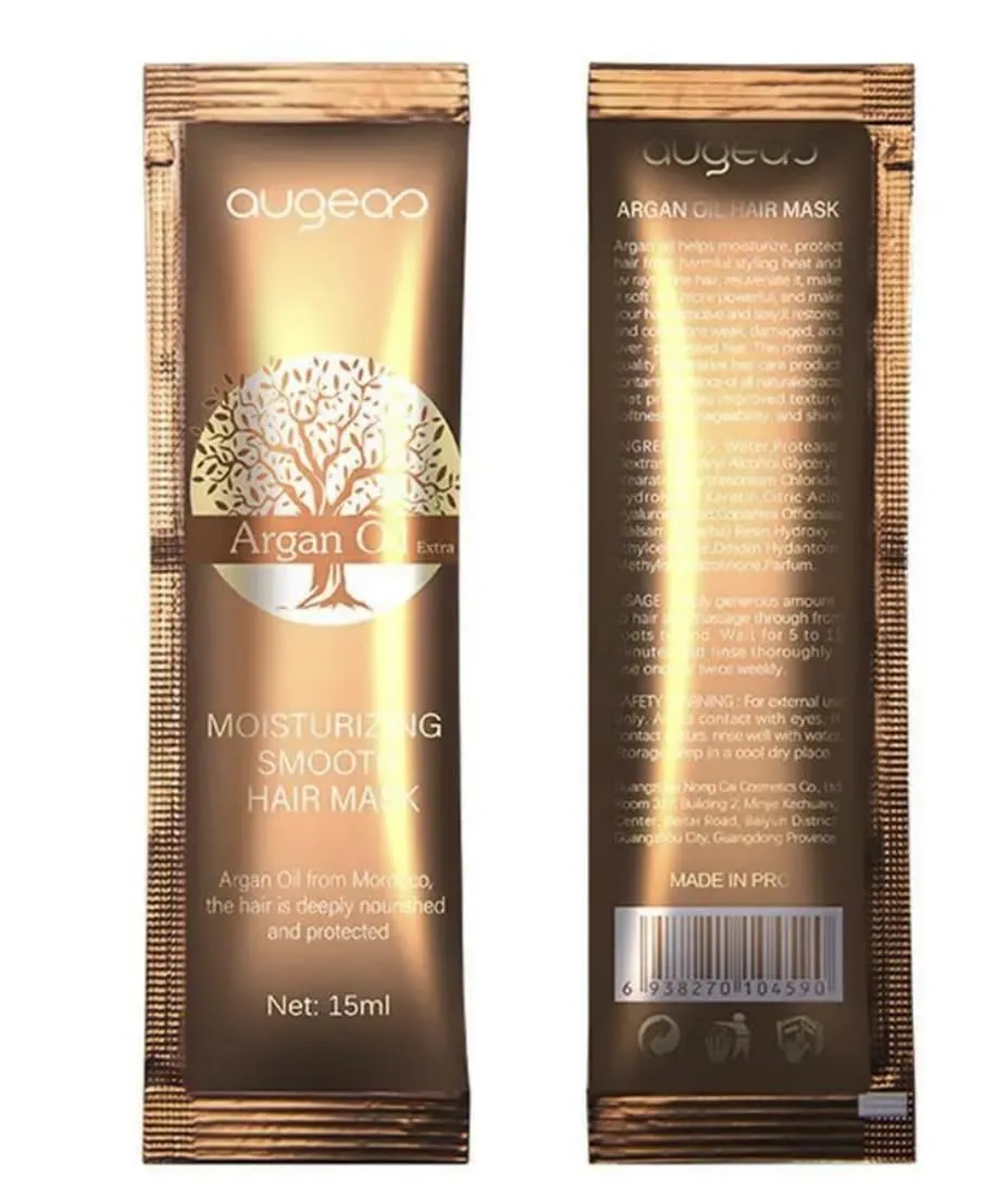 augeas Argan Oil Extra Moisturizing Smooth Hair Mask 15mL/pack (10 packs) Keeps hair Color Last Longer Up to 6 Weeks (Traveling, Single Use, First Time Test Trying Convenience Packages)