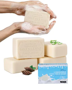Australian Goat Milk Soap,Helps Moisturize,Smooth & Cleanse Skin,Triple-milled Bar Soap with Cocoa Butter,Aloe Vera and Pure Plant Oil,Body Soap Bars 6.3 oz for Adults & Babies,Pack of 4