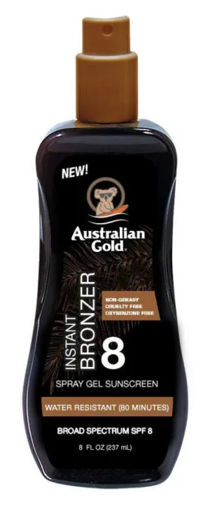 Australian Gold SPF#08 Spray Gel with Instant Bronzer 8 Ounce (Pack of 6)