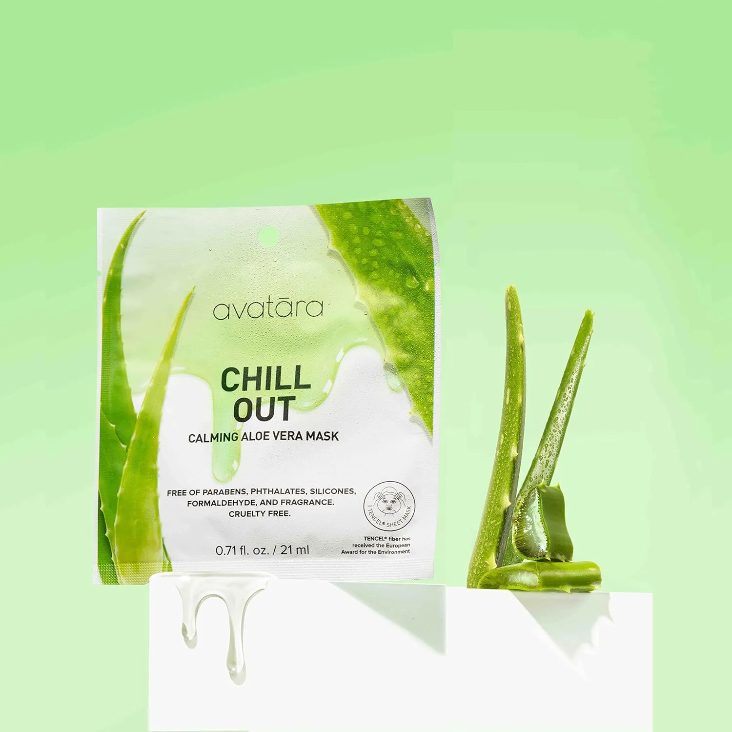 Avatara Chill Out Face Masks, 15 Sheets, Hydrating Aloe Vera, Soothing Skin, Unisex
