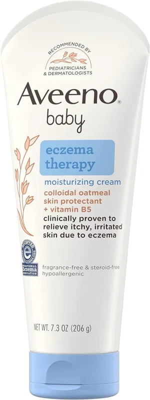 Aveeno Baby Eczema Therapy Moisturizing Cream, Natural Colloidal Oatmeal & Vitamin B5, Moisturizes & Relieves Dry, Itchy, Irritated Skin, Paraben & Steroid & Fragrance Free, 7.3 Oz