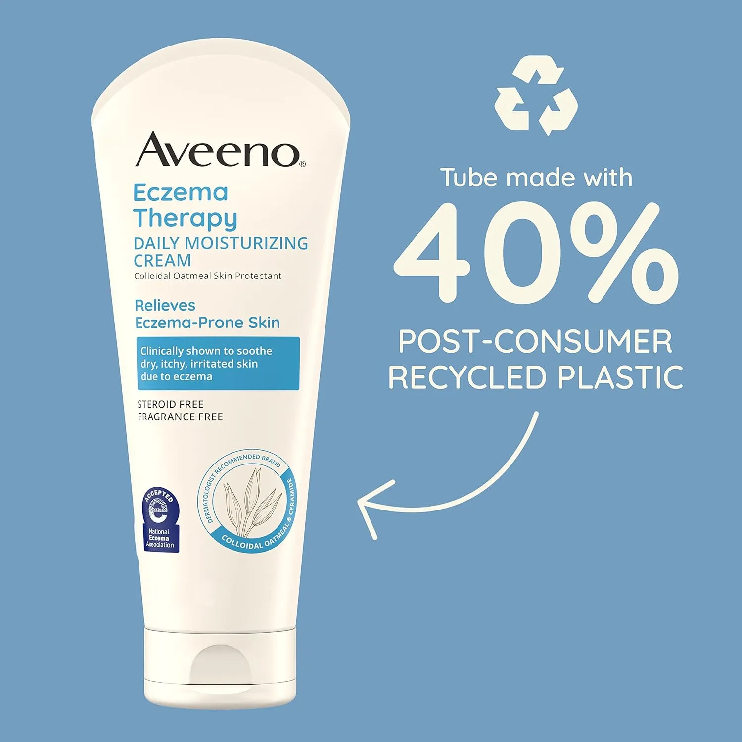 Aveeno Eczema Therapy Daily Moisturizing Body Cream for Sensitive Skin, Soothing Eczema Relief Cream, Colloidal Oatmeal & Ceramide for Dry & Itchy Skin, Steroid- & Fragrance-Free, 5 oz, Pack of 3