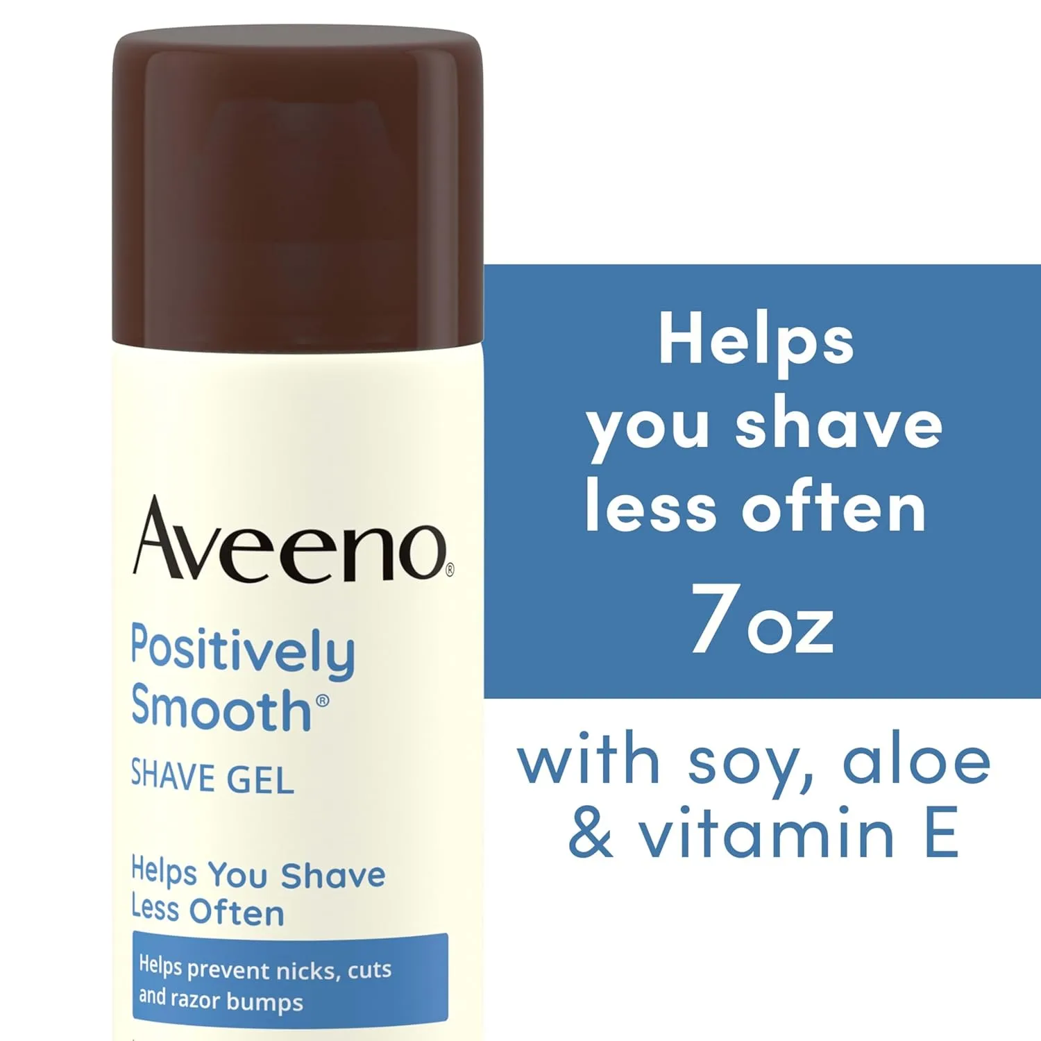 Aveeno Positively Smooth Moisturizing Shave Gel with Soy, Aloe & Vitamin E helps Prevent Nicks, Cuts & Razor Bumps, Creamy Shave Gel for a Close, Smooth Shave, Lightly Fragranced, 7 oz, 6 Pack
