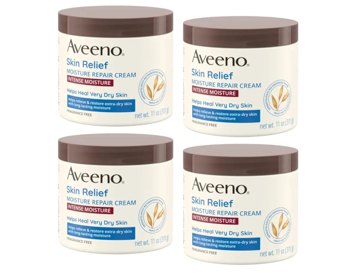 Aveeno Skin Relief Intense Moisture Repair Cream, 4 Pack (11 oz)