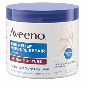 Aveeno Skin Relief Intense Moisture Repair Cream with Triple Oat Complex, Ceramide & Rich Emollients, Steroid- & Fragrance-Free Moisturizing Body Cream for Extra-Dry Skin, 11 oz ( Pack of 12)