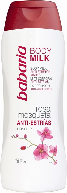 Babaria Anti Stretch Marks Body Milk - Moisturizing and Hydrating Effects - Infused with Sweet Almond Oil and Vitamin E - Reduces Appearance of Wrinkles - Suitable for All Skin Types - 16.6 oz