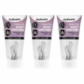 Babaria Dry Feet Cream - Hydrating, Soothing, Smoothing with Aloe Vera, Sweet Almond and Shea Butter - Fast Absorbing and for All Skin Types - 3 pc