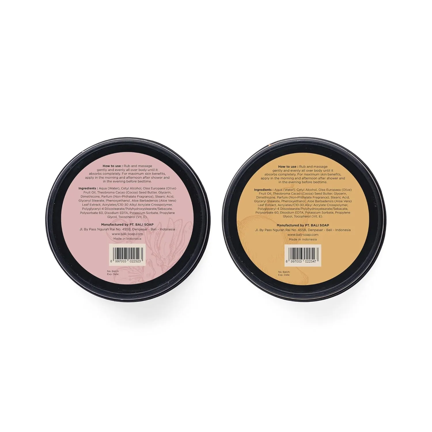 Bali Soap - Island Floral & Fresh Mango - Mix Set of 2 - Nourishing and Extra Moisturizing Body Butter For Dry Skin - Enriched with Cocoa Butter, Olive Oil, Aloe Vera and Vitamin E - 7 oz each