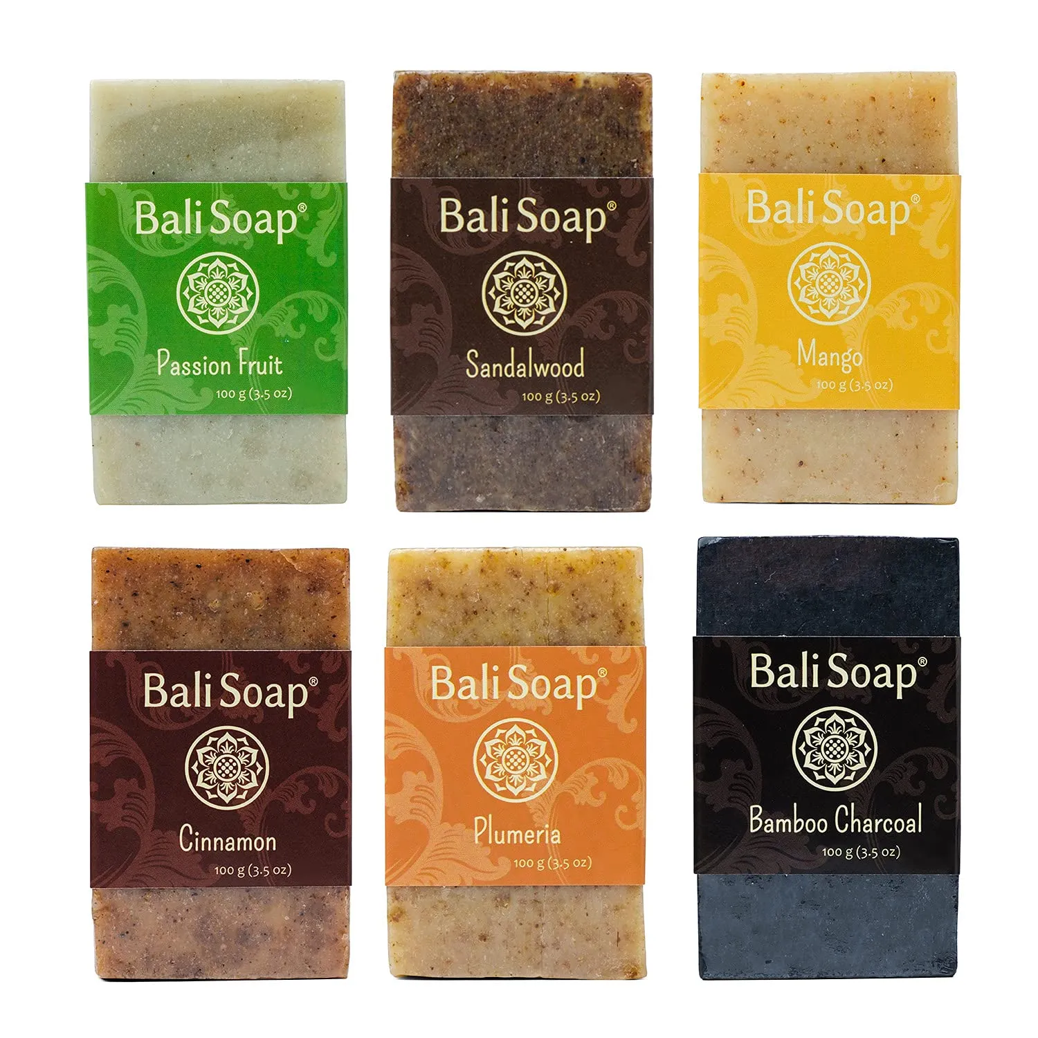 Bali Soap Natural Soap Bar Orange Collection - Face, Hand and Body Cleanser with Scrub - Cold Process Plant Based 6 pc Variety Pack, 3.5 oz each Handmade from