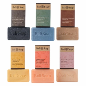 Bali Soap - Tropical & Earthy Collection - Plant Based Cold Process Natural Bar Soap with Premium Essential Oil - Body, Hand, Face Wash - 3.5oz Pack of 6