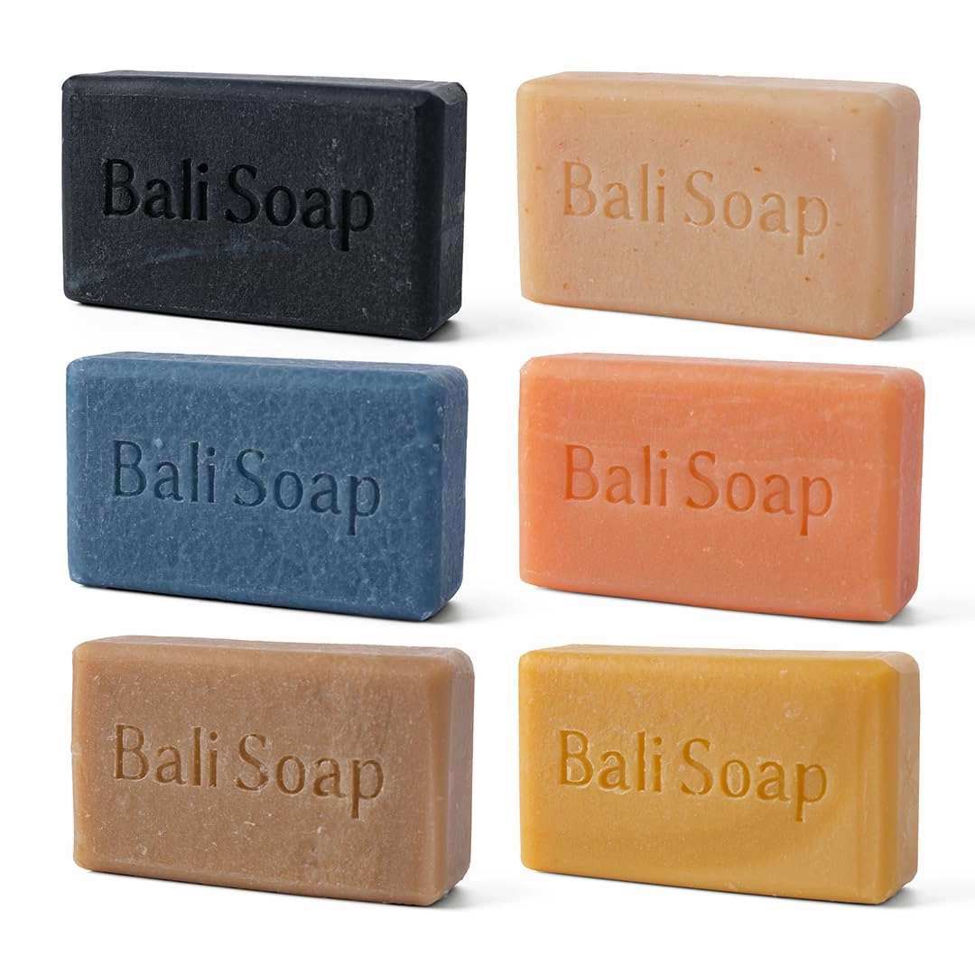 Bali Soap - Tropical & Earthy Collection - Plant Based Cold Process Natural Bar Soap with Premium Essential Oil - Body, Hand, Face Wash - 3.5oz Pack of 6