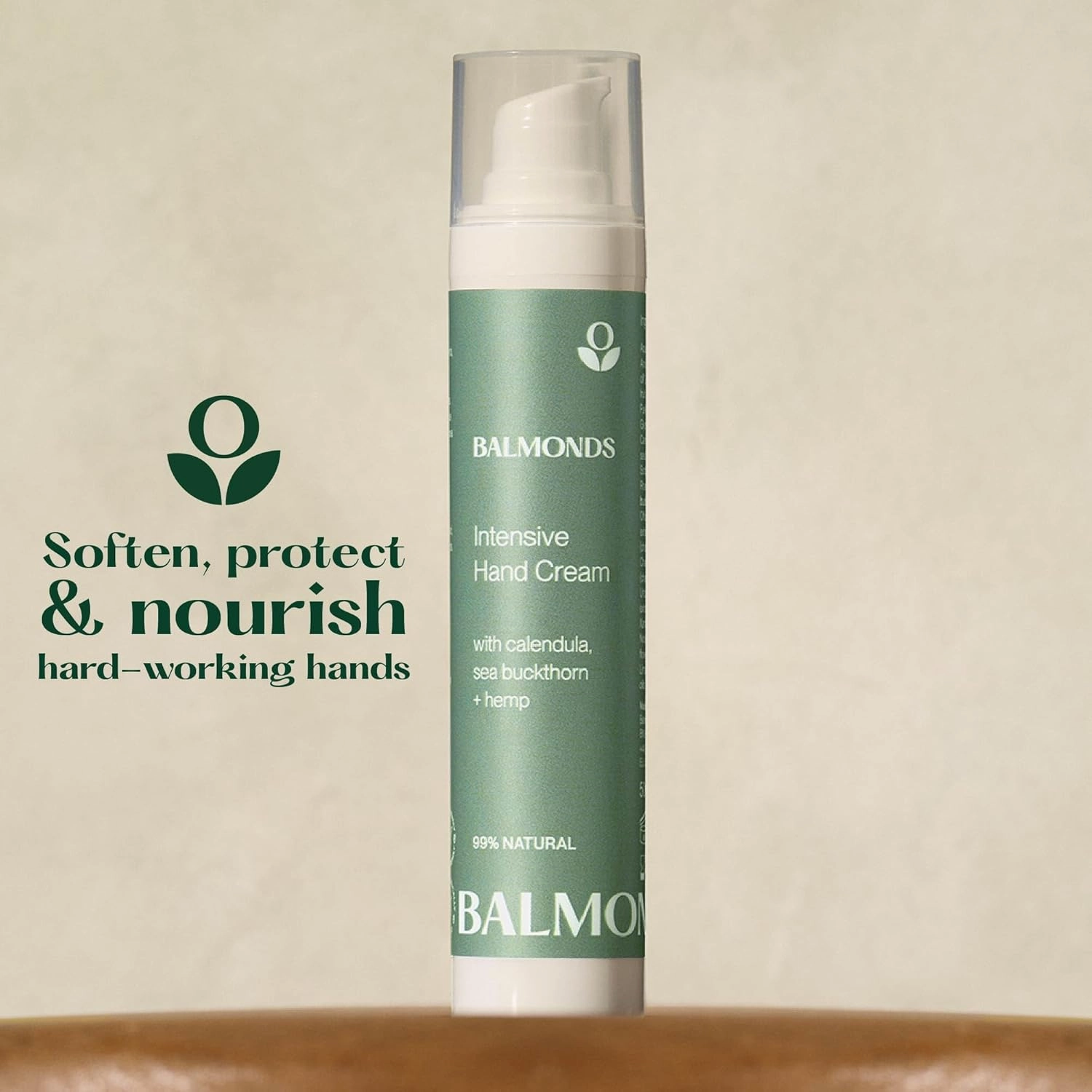 Balmonds - Intensive Hand Cream - 1.8oz. (50ml) - 100% Natural Hand Lotion For Dry Hands - Fragrance Free - Vegan & Cruelty Free - All Skin Types
