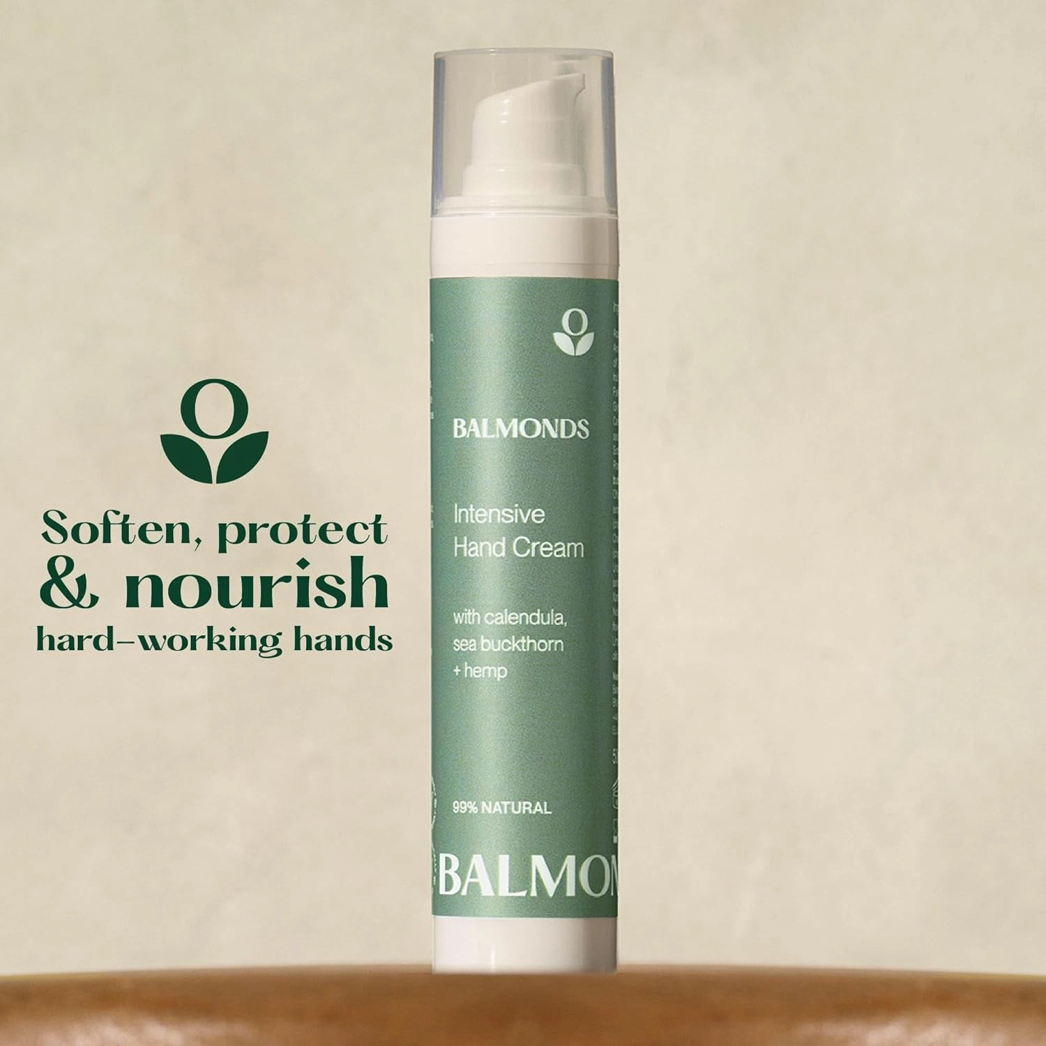 Balmonds - Intensive Hand Cream - 3.5oz. (100ml) - 100% Natural Hand Lotion For Dry Hands - Fragrance Free - Vegan & Cruelty Free - All Skin Types