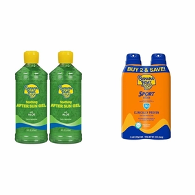 Banana Boat After Sun Aloe Gel Twin Pack and Sport Sunscreen Spray SPF 30 Twin Pack | Aloe Gel Sunburn Relief and Water Resistant Sunscreen