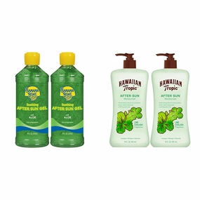 Banana Boat Soothing After Sun Gel with Aloe Twin Pack 16oz each & Hawaiian Tropic Lime Coolada After Sun Lotion Twin Pack 16oz each