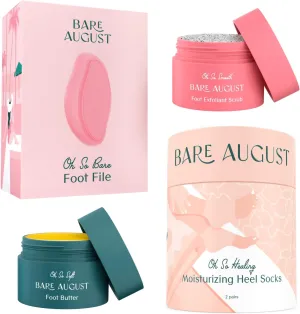 Bare August Pure & Natural Exfoliating Treatment - Soothes Skin, Softens Calluses, Eases Dry Cracks, Removes Dead Skin For Soft, Smooth Feet - Pedicure Care For Women & Men