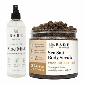 Bare Botanics Aloe Vera Mist   Coconut Coffee Body Salt Scrub