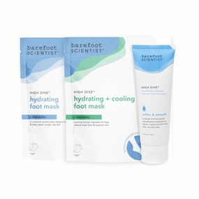 Barefoot Scientist High Dive Hydration Foot Therepy Cream, Hydrating Foot Mask, & Cooling Mint Foot Mask Bundle
