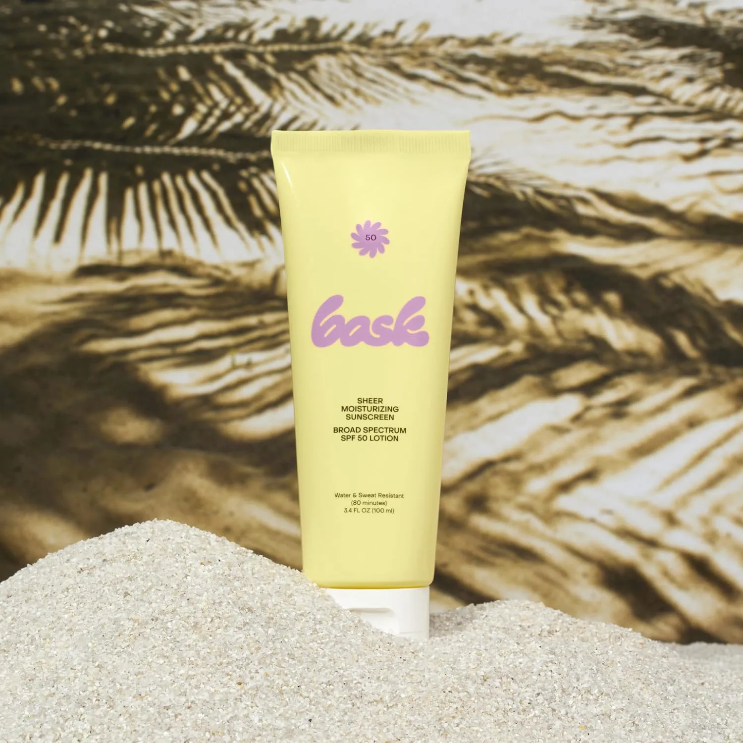 Bask Suncare SPF 50 Sheer Moisturizing Sunscreen Lotion - Broad Spectrum UVA/UVB Protection, Dermatologist Recommended, Hydrating, Lightweight & Fast Absorbing, No White Cast, Travel Size, 3.4 fl oz