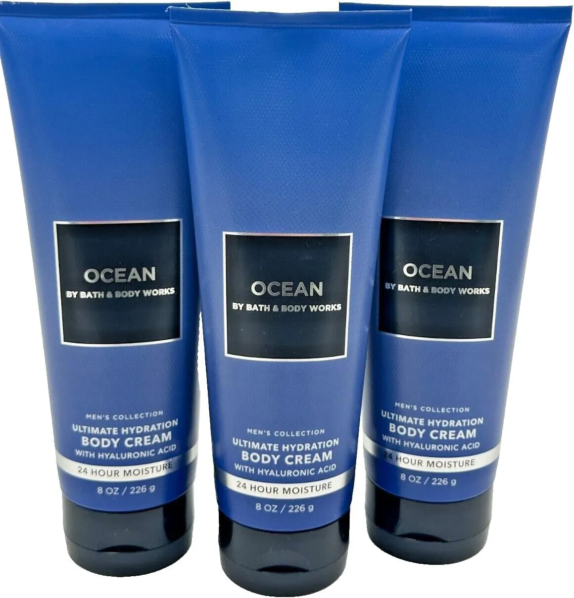 Bath & Body [3 Pack] BODY CREAM 24 Hour Moisture 8 oz / 226 g (Packaging may vary) (Full Size, OCEAN)