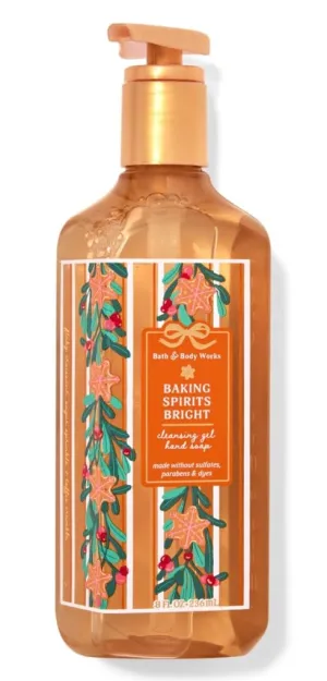 Bath and Body Baking Spirits Bright Cleansing Gel Hand Soap | 8 Fl Oz | Scented with Natural Essential Oils