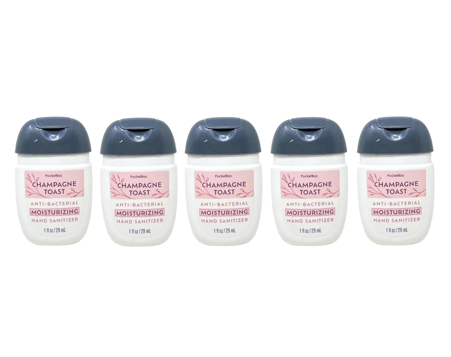 Bath and Body Work Champagne Toast Mini Moisturizing Hand Gel Bundle - Lot of 5, Pink