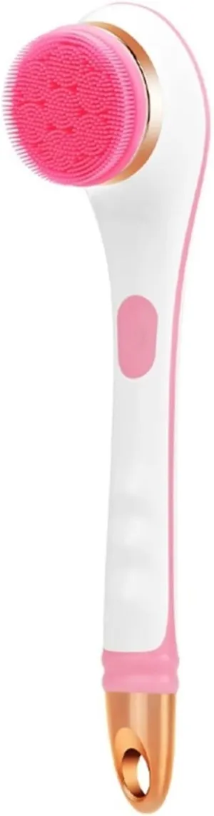 Bath Body Brushes Scrubber Shower Brush Long Handle Spa Waterproof 4 in Electric Bath Shower Brush Rotating Exfoliation Clean Face Body Massager(Pink)