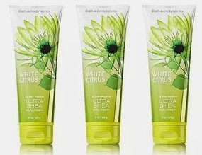 Bath & Body [3 Pack] BODY CREAM 24 Hour Moisture 8 oz / 226 g (Packaging may vary) (Full Size, WHITE CITRUS)