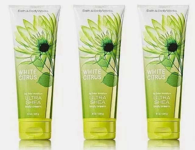Bath & Body [3 Pack] BODY CREAM 24 Hour Moisture 8 oz / 226 g (Packaging may vary) (Full Size, WHITE CITRUS)